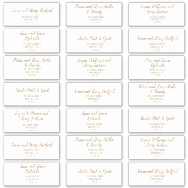 Einfache Minimalistisch-|Gold-Hochzeitsadressen Aufkleber (Vorderseite)