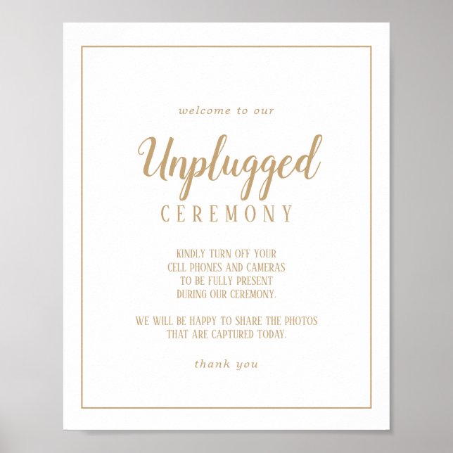 Einfache Minimalistisch-|Goldrahmen-Zeremonie Poster (Vorne)