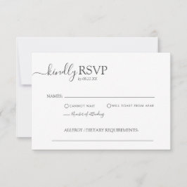 Einfache Minimalistisch-Graue-Elegant-Script-Hochz RSVP Karte