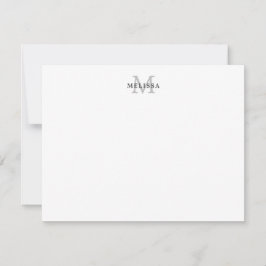 Einfache Minimalistisch-leicht-graue Monogramm-Typ Mitteilungskarte