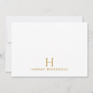 Einfache Minimalistisch-moderne Goldmonogramm Mitteilungskarte