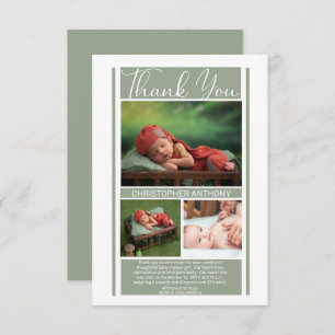 Einfache Minimalistisch Sage Baby Shower Boy Viele Dankeskarte