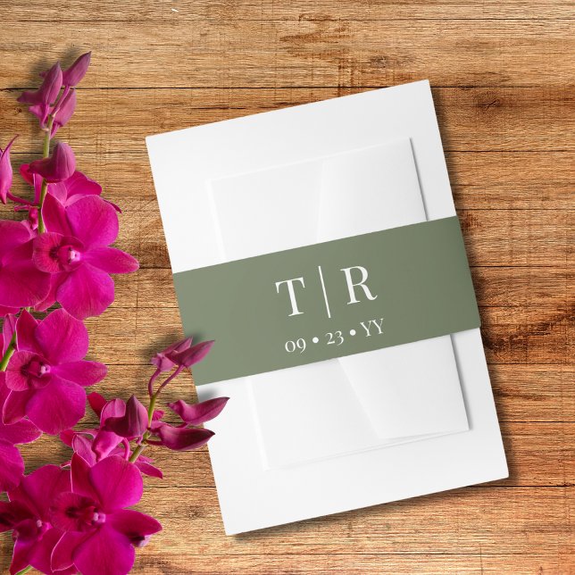 Einfache Minimalistisch Sage Grüne Hochzeit Einladungsbanderole (Von Creator hochgeladen)