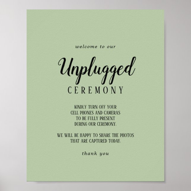 Einfache Minimalistisch|Sage Unplugged Zeremonie Poster (Vorne)