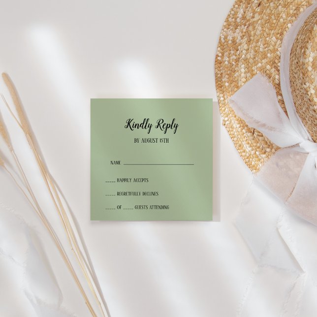 Einfache Minimalistisch|Sage Wedding RSVP Card (Von Creator hochgeladen)