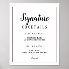 Einfache Minimalistisch Signatur Cocktails Rahmen  Poster