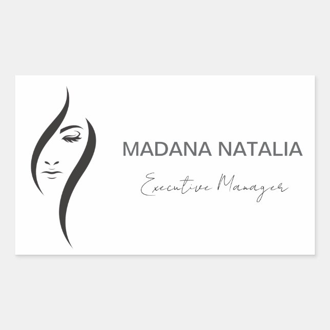 Einfache minimalistisch-weiße und schwarze Schönhe Rechteckiger Aufkleber (Vorderseite)