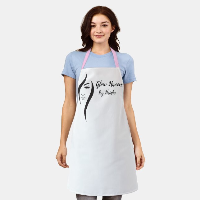 Einfache minimalistisch-weiße und schwarze Schönhe Schürze (Getragen)