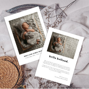 Einfache Minimalistische 2 Foto Baby Birth Ankündigung