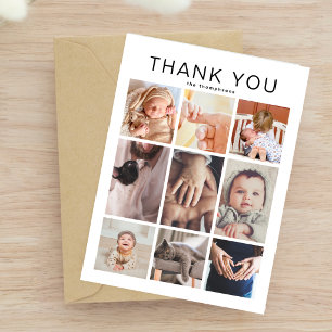 Einfache minimalistische 9-Foto-Collage Neue Babys Postkarte