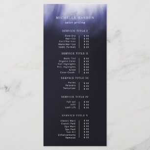 Einfache Minimalistische Abstrakte Blaue Lila Prei Menükarte