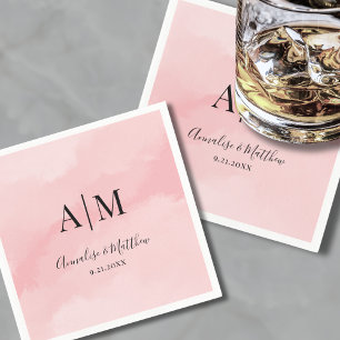 Einfache minimalistische Aquarell-Rosa Hochzeit Serviette