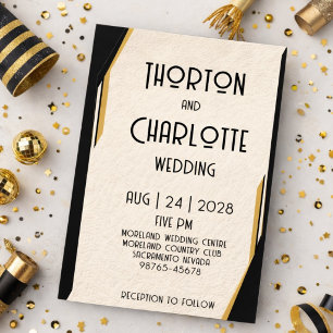 Einfache minimalistische Art Deco Schwarz Gold Hoc Einladung