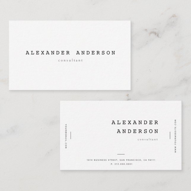 Einfache Minimalistische Berufliche Business Card Visitenkarte (Vorne/Hinten)