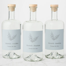 Einfache minimalistische Blatthochzeit Alkoholflaschenetikett