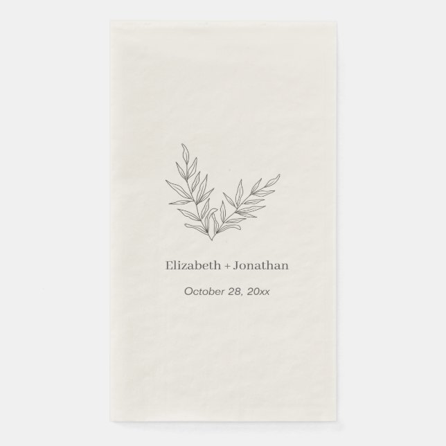 Einfache minimalistische Blatthochzeit Serviette (Vorderseite)