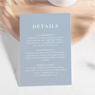 Einfache Minimalistische, blaue Hochzeitsdetails Begleitkarte