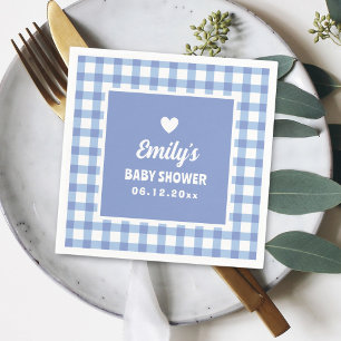 Einfache Minimalistische Blue Gingham Boy Baby Dus Serviette