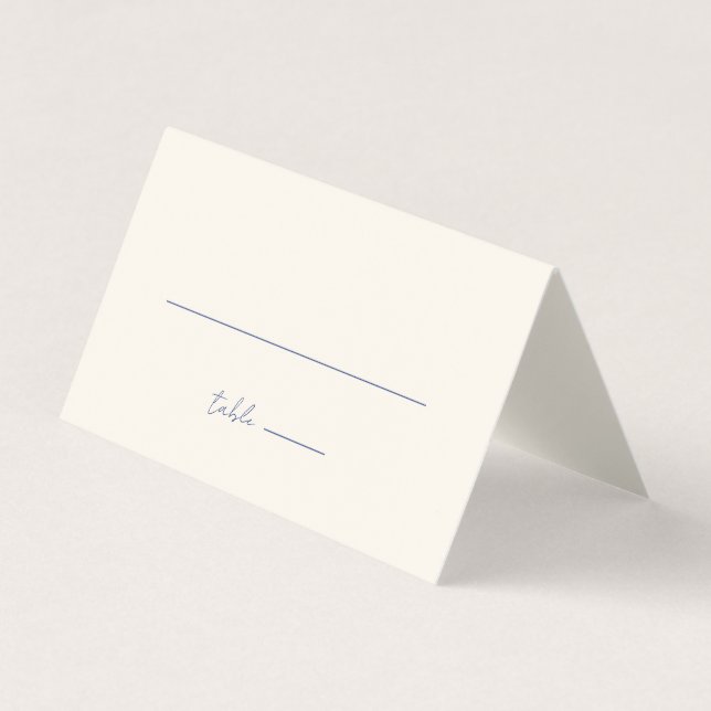 Einfache Minimalistische Blue Wedding Platzkarte (Vorderseite)
