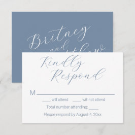 Einfache Minimalistische Blue Wedding RSVP Cards Dankeskarte