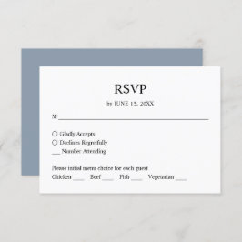 Einfache Minimalistische Blue Wedding RSVP-Reaktio RSVP Karte