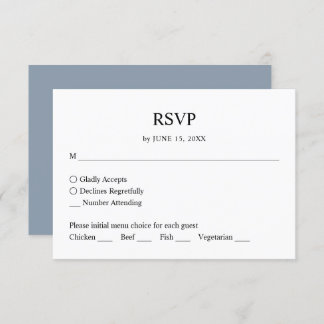Einfache Minimalistische Blue Wedding RSVP-Reaktio RSVP Karte
