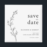 Einfache Minimalistische Blumenhochzeit speichern  Magnet<br><div class="desc">Einfache Minimalistische Blumenhochzeit speichern das Datum</div>