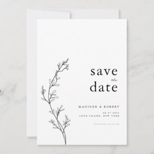 Einfache Minimalistische Blumenhochzeit speichern Save The Date