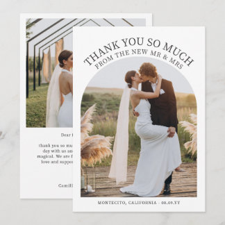 Einfache minimalistische Bogen-Typografie-Hochzeit Dankeskarte