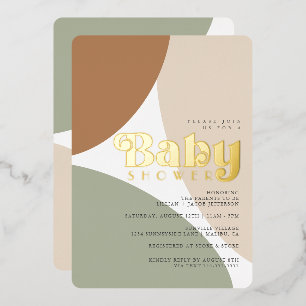 Einfache minimalistische Boho-Ertton-Baby-Party-Fo Folieneinladung