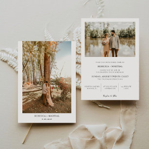 Einfache Minimalistische Boho Wedding 2 Fotos Einladung