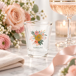 Einfache Minimalistische botanische Blume Personal Schnapsglas