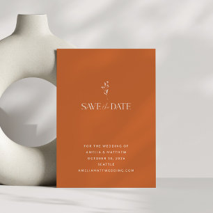Einfache Minimalistische Botanische Burnt Orange H Save The Date