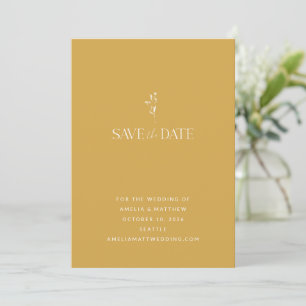 Einfache Minimalistische Botanische Dusty Yellow W Save The Date