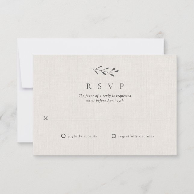 Einfache Minimalistische Botanische Hochzeit RSVP Karte (Vorderseite)