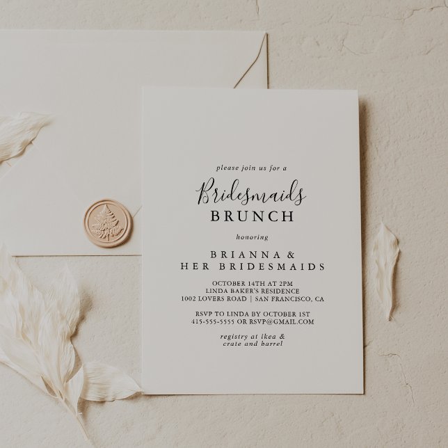 Einfache Minimalistische Bridesmaier Brunch-Dusche Einladung (Von Creator hochgeladen)