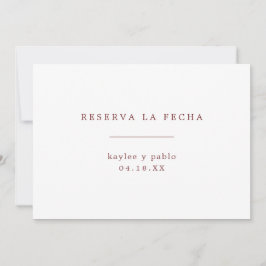 Einfache Minimalistische Burgunder Spanisch Save The Date