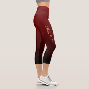 Einfache Minimalistische DARK RED to BLACK Ombre G Capri Leggings