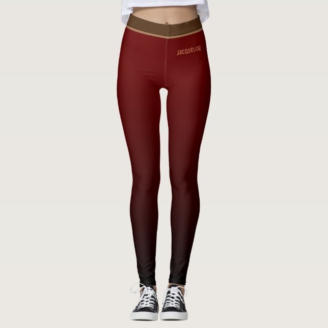 Einfache Minimalistische DARK RED to BLACK Ombre G Leggings (Vorderseite)