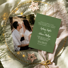 Einfache Minimalistische|Dark Sage Foto feierliche Einladung