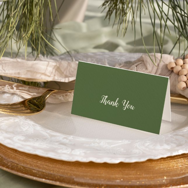 Einfache Minimalistische|Dark Sage Hochzeit Dankeskarte (Von Creator hochgeladen)
