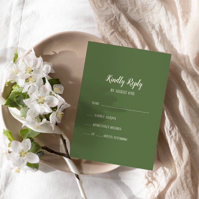 Einfache Minimalistische|Dark Sage Wedding RSVP Ca (Von Creator hochgeladen)