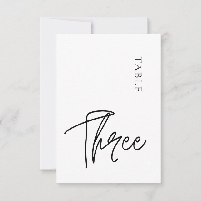 Einfache Minimalistische Drei-Tischnummern-Tabelle Einladung (Vorderseite)