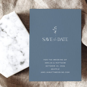 Einfache Minimalistische Dusky Blue Wedding Save The Date