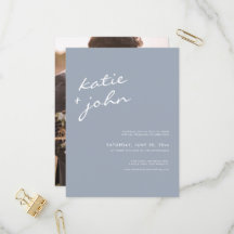 Einfache Minimalistische Dusty Blue Virtual Weddin