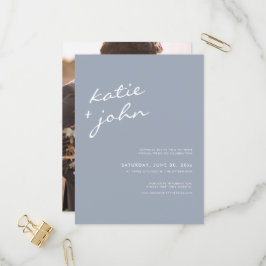 Einfache Minimalistische Dusty Blue Virtual Weddin Einladungspostkarte