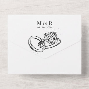 Einfache minimalistische Ehering All In One Einladung