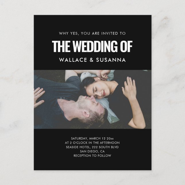 Einfache minimalistische Einladung zum Foto Postkarte (Vorderseite)