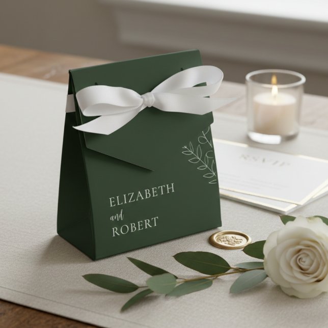 Einfache Minimalistische Elegant Hochzeitssage Grü Geschenkschachtel (Von Creator hochgeladen)