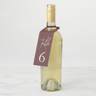 Einfache Minimalistische Elegante Burgund Tischnum Flaschenanhänger